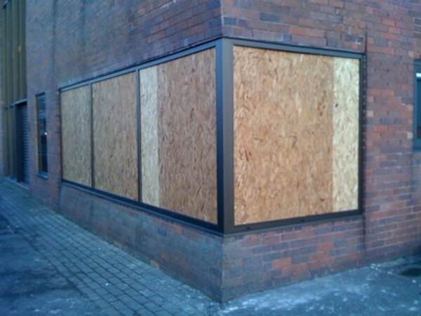 Boarded up shopfront