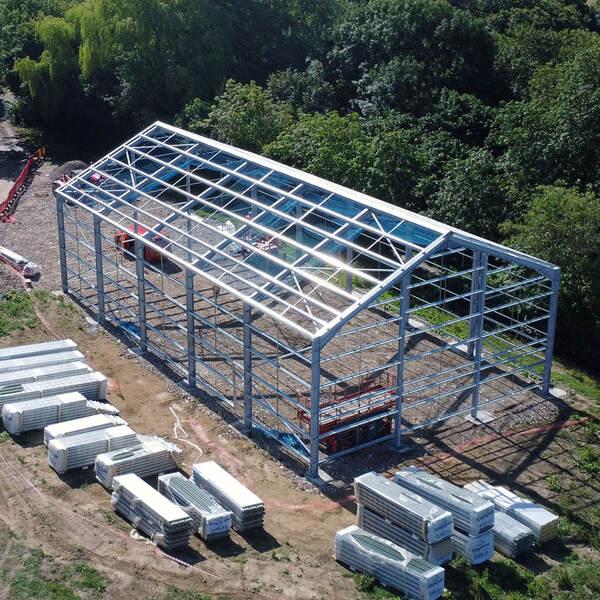 Aerial view steel frame